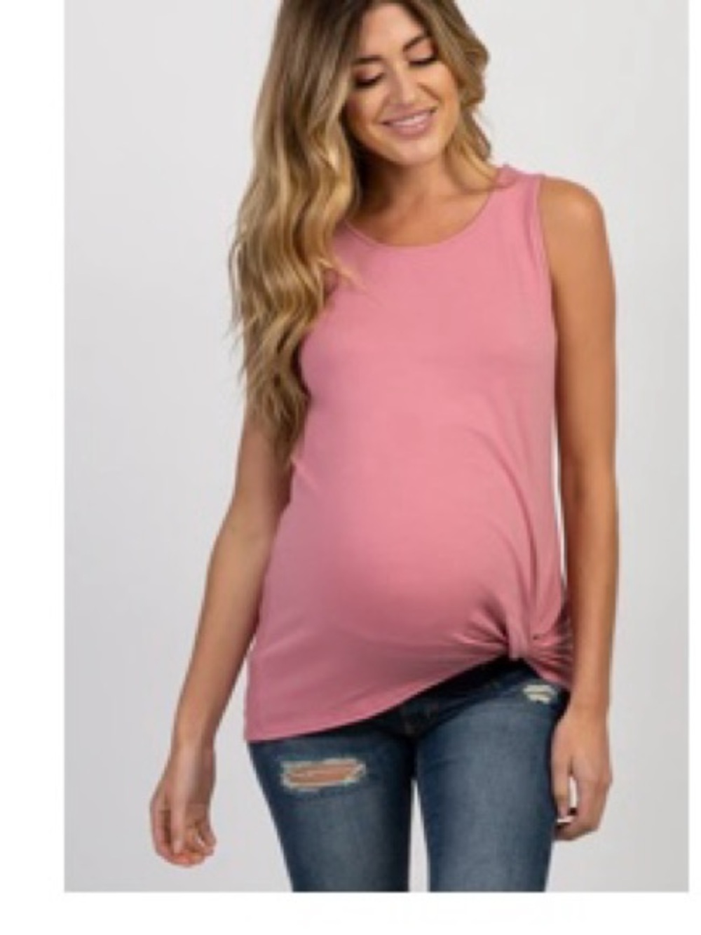 Pinkblush Rose Pink Sleeveless Knot-Trim Tank Top